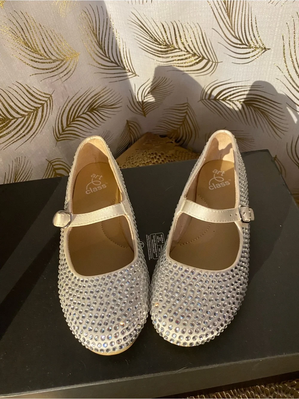art class Girls' Ivory Rhinestone Mary Jane Flats